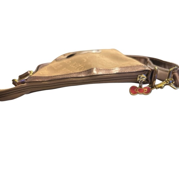 Hello Kitty Brown/Bronze Metallic Adjustable Strap Crossbody Canvas Bag - Picture 6 of 7